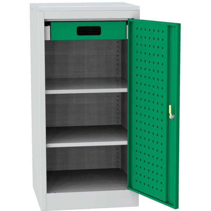 Darbnīcas instrumentu skapis ar lamināta darba virsmu