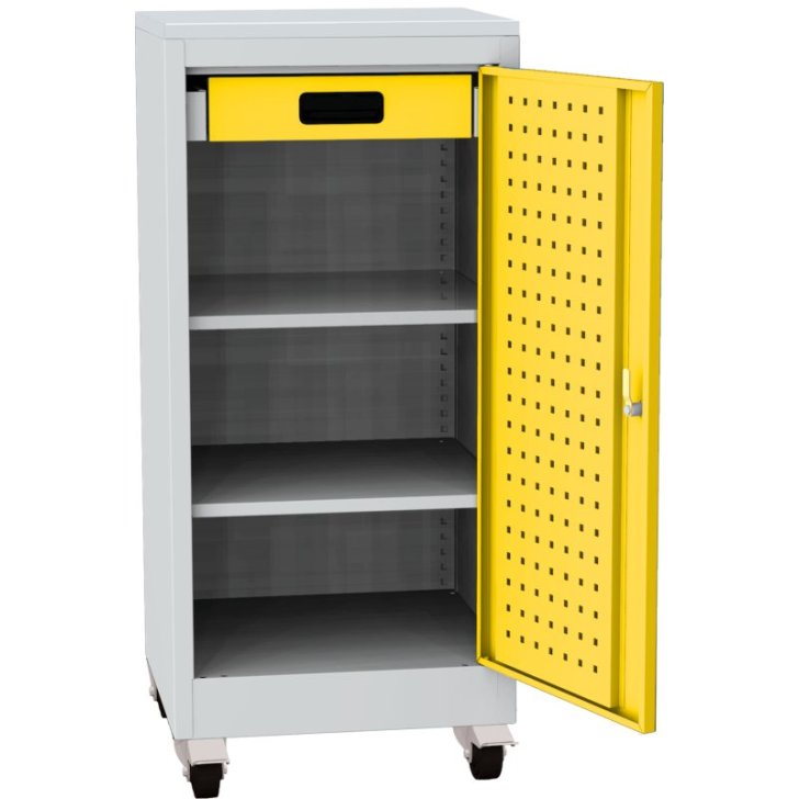 Darbnīcas instrumentu skapis uz riteņiem ar lamināta darba virsmu