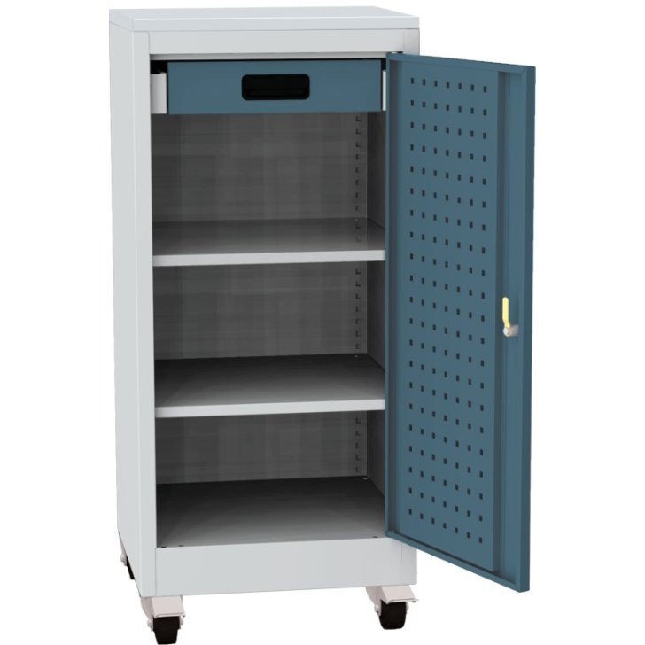 Darbnīcas instrumentu skapis uz riteņiem ar lamināta darba virsmu