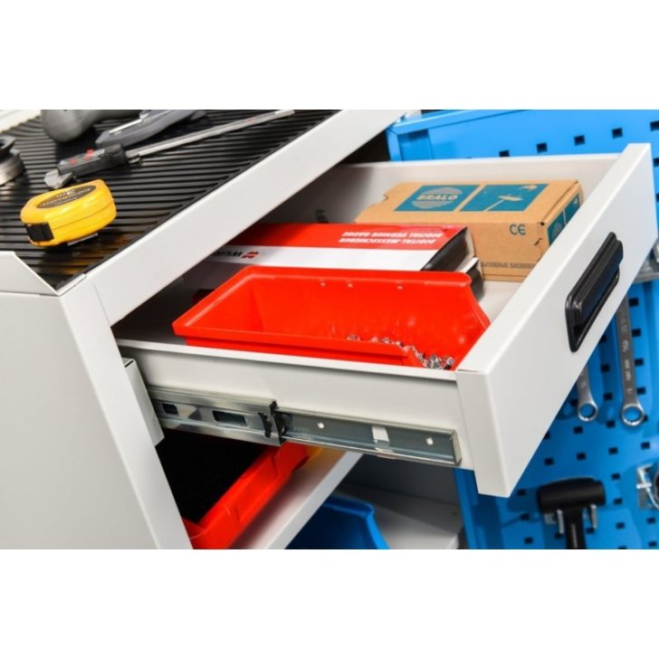 Darbnīcas instrumentu skapis uz riteņiem ar lamināta darba virsmu