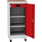 Darbnīcas instrumentu skapis uz riteņiem ar dižskābarža darba virsmu