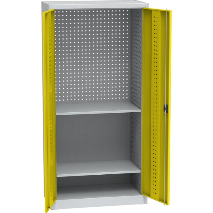 Universāls darbnīcas skapis ar DVB perforāciju un 2 plauktiem