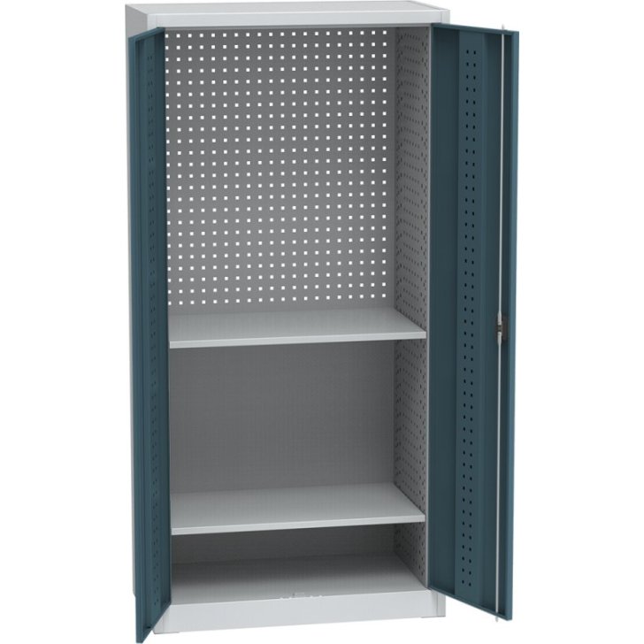 Universāls darbnīcas skapis ar DVB perforāciju un 2 plauktiem