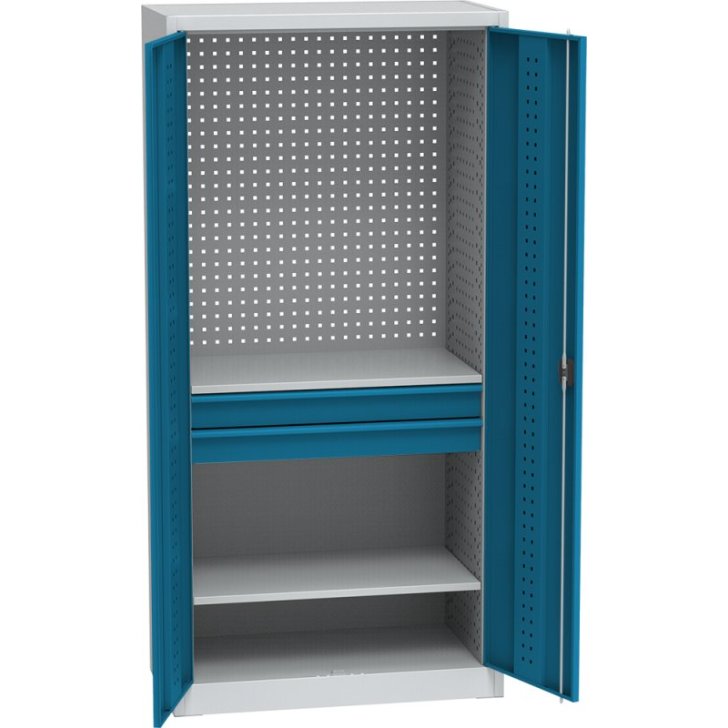 Universāls darbnīcas skapis ar DVB perforāciju, 2 atvilktnēm un 2 plauktiem