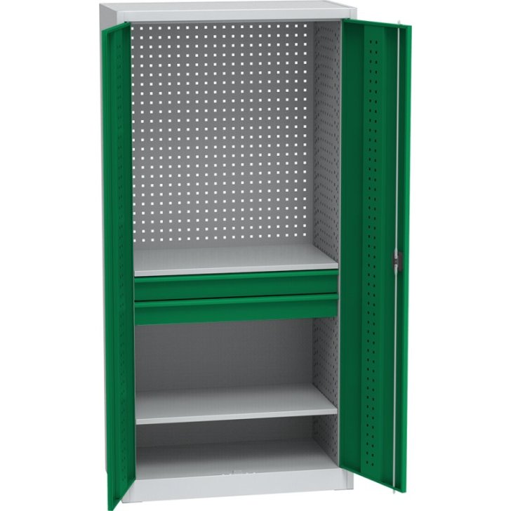 Universāls darbnīcas skapis ar DVB perforāciju, 2 atvilktnēm un 2 plauktiem