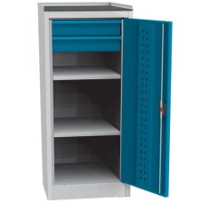 Universāls darbnīcas skapis (505 mm) ar DVB perforāciju, 2 atvilktnēm un 2 plauktiem