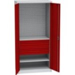 Universāls darbnīcas skapis ar DVB perforāciju, 4 atvilktnēm un 2 plauktiem