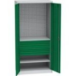 Universāls darbnīcas skapis ar DVB perforāciju, 4 atvilktnēm un 2 plauktiem