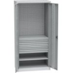 Universāls darbnīcas skapis ar DVB perforāciju, 4 atvilktnēm un 2 plauktiem