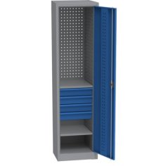 Universāls darbnīcas skapis (505 mm) ar DVB perforāciju, 4 atvilktnēm un 2 plauktiem