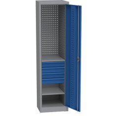 Universāls darbnīcas skapis (505 mm) ar DVB perforāciju, 4 atvilktnēm un 2 plauktiem 2