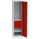 Universāls darbnīcas skapis (505 mm) ar DVB perforāciju, 4 atvilktnēm un 2 plauktiem