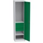 Universāls darbnīcas skapis (505 mm) ar DVB perforāciju, 4 atvilktnēm un 2 plauktiem