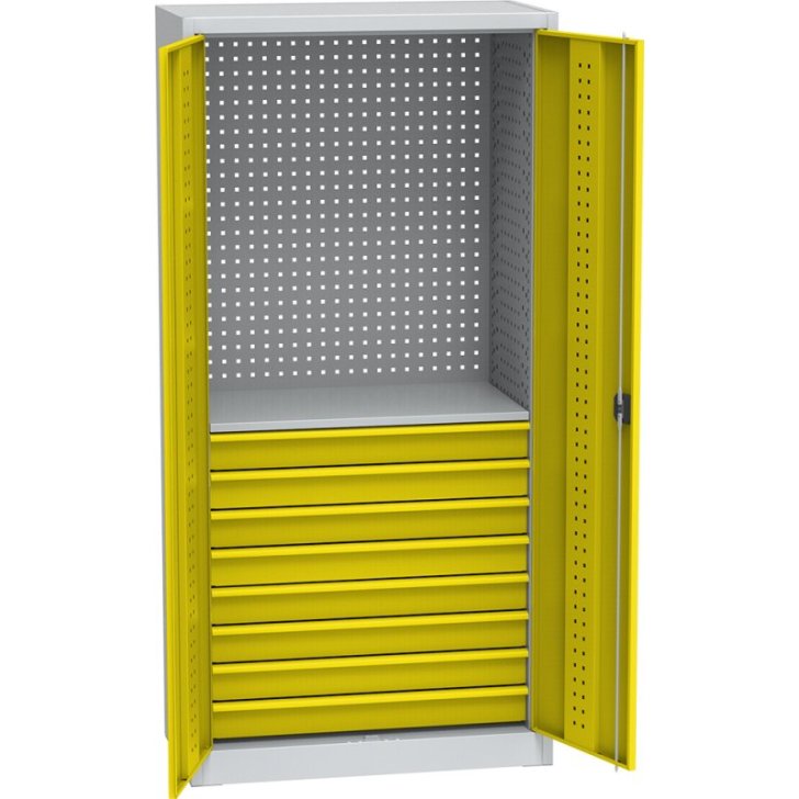 Universāls darbnīcas skapis ar DVB perforāciju, 8 atvilktnēm un 1 plauktu
