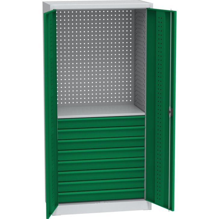 Universāls darbnīcas skapis ar DVB perforāciju, 8 atvilktnēm un 1 plauktu