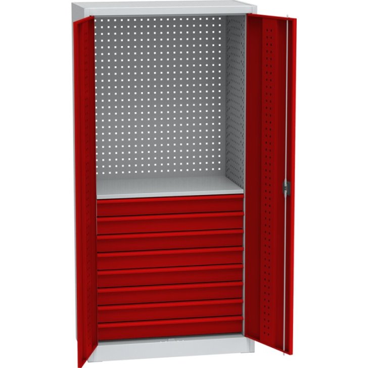 Universāls darbnīcas skapis ar DVB perforāciju, 8 atvilktnēm un 1 plauktu