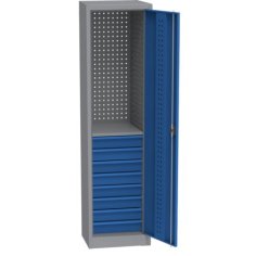 Universāls darbnīcas skapis (505 mm) ar DVB perforāciju, 8 atvilktnēm un 1 plauktu