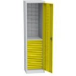 Universāls darbnīcas skapis (505 mm) ar DVB perforāciju, 8 atvilktnēm un 1 plauktu