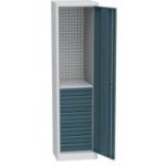 Universāls darbnīcas skapis (505 mm) ar DVB perforāciju, 8 atvilktnēm un 1 plauktu