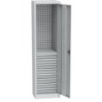 Universāls darbnīcas skapis (505 mm) ar DVB perforāciju, 8 atvilktnēm un 1 plauktu