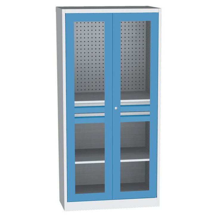 Lieljaudas SPD universāls darbnīcas skapis ar DVB perforāciju, 2 atvilktnēm un 2 plauktiem