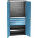 Lieljaudas SPD universāls darbnīcas skapis ar DVB perforāciju, 4 atvilktnēm un 2 plauktiem