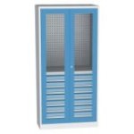 Lieljaudas SPD universāls darbnīcas skapis ar DVB perforāciju, 8 atvilktnēm un 2 plauktiem