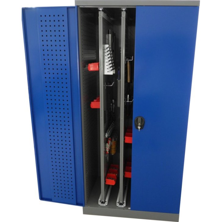 Universāls darbnīcas skapis ar izvelkamajiem paneļiem