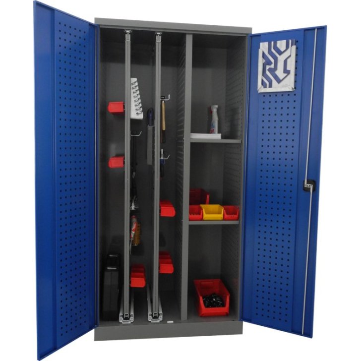 Universāls darbnīcas skapis ar izvelkamajiem paneļiem