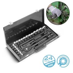 24 daļu uzgaļu komplekts ar sprūdrata atslēgu