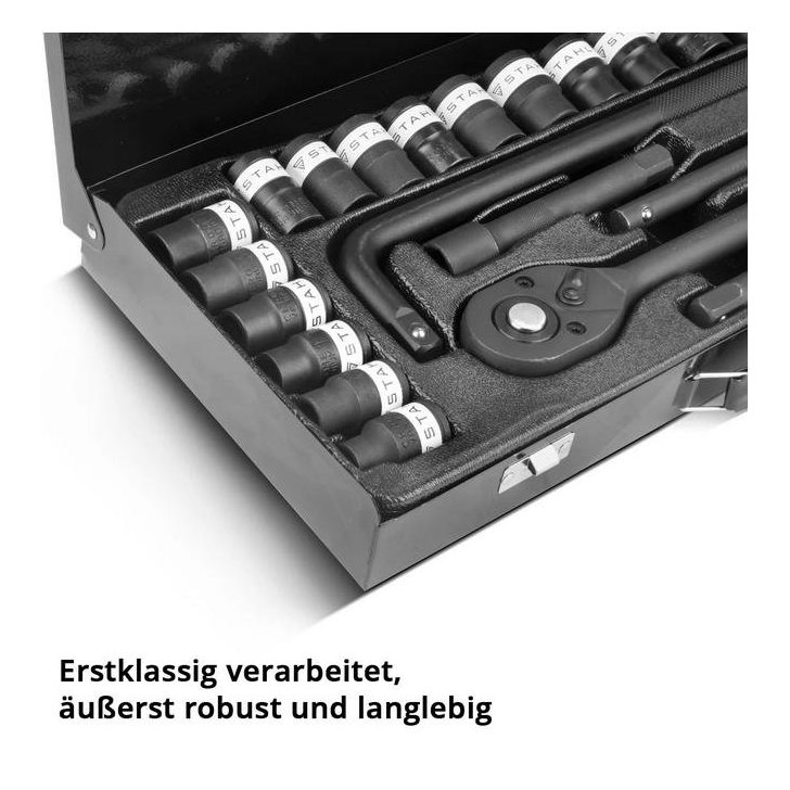 24 daļu uzgaļu komplekts ar sprūdrata atslēgu