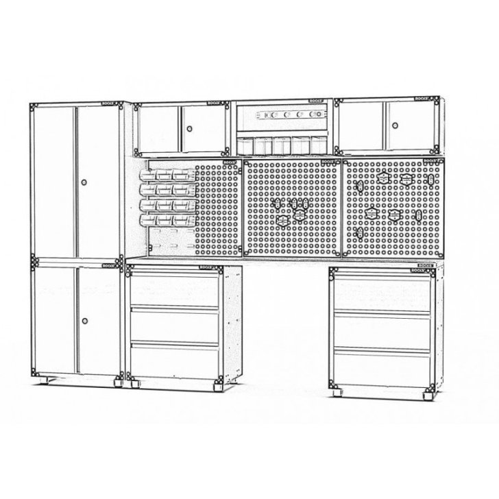 Darbnīcas mēbeļu komplekts RMS Black, 36 gab