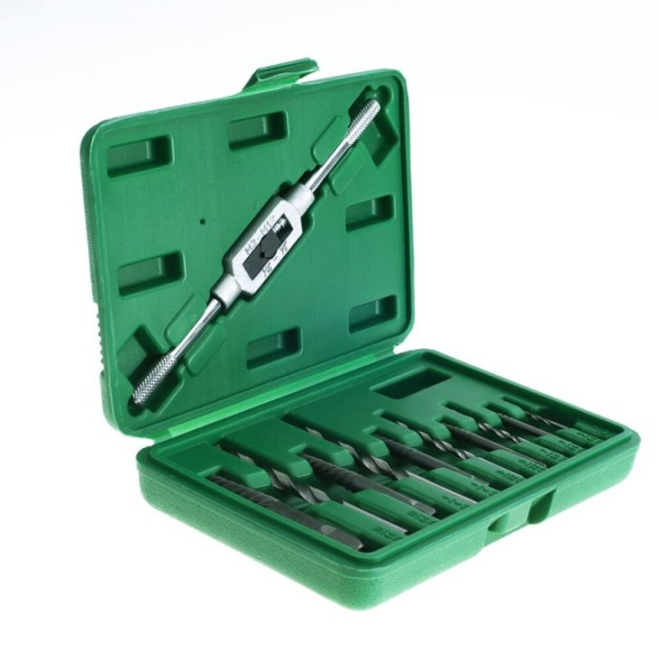 Skrūvju izvilcēji salauztām skrūvēm, urbji, 11 gab., rokturis