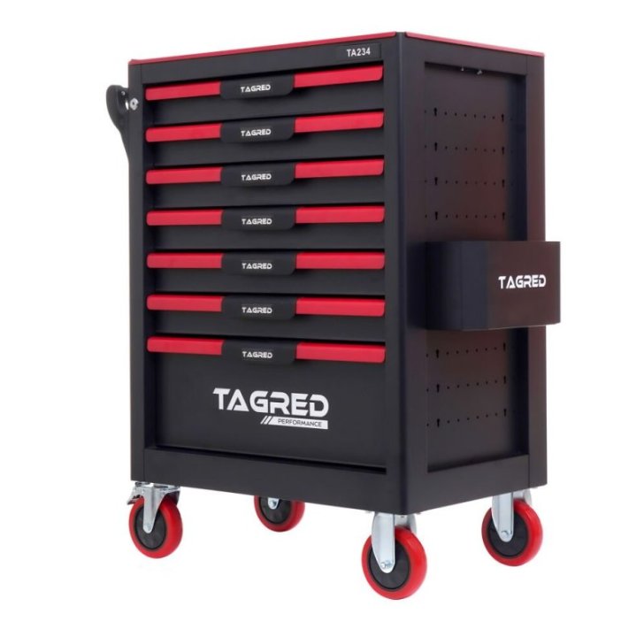Instrumentu skapis, darbnīcas ratiņi TAGRED TA234, 7 atvilktnes