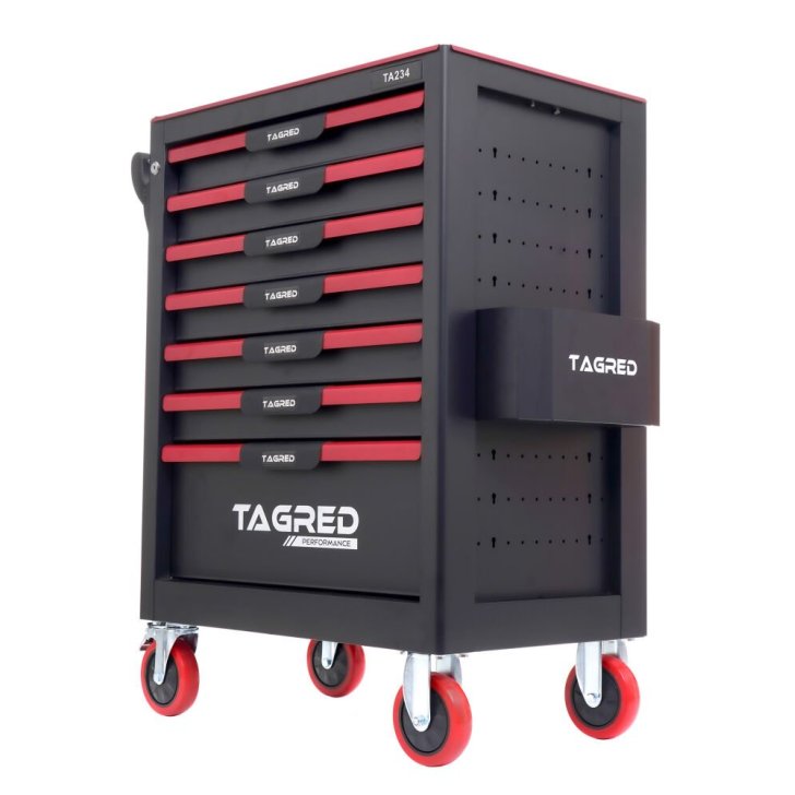 Instrumentu skapis, darbnīcas ratiņi TAGRED TA234, 7 atvilktnes