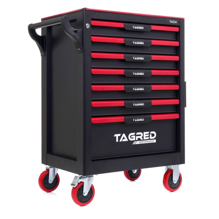 Instrumentu skapis, darbnīcas ratiņi TAGRED TA234, 7 atvilktnes