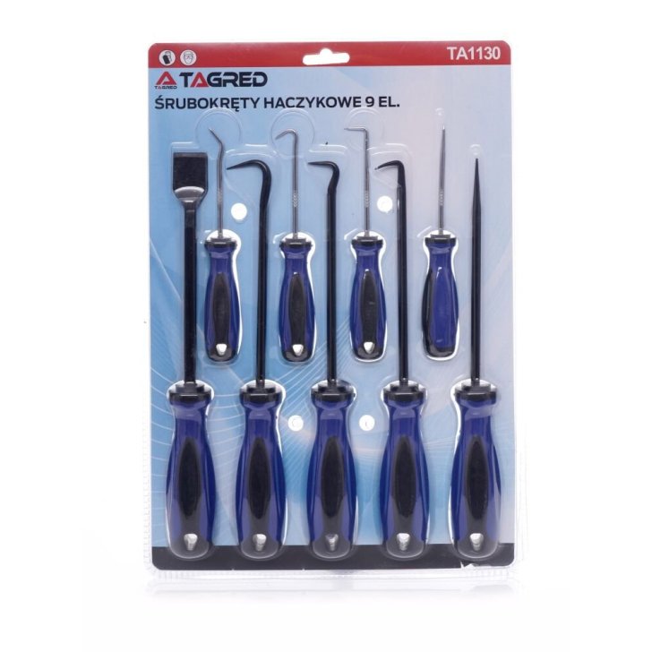 Āķveida skrūvgrieži, āķi O veida gredzenu blīvēm, 9 gab.