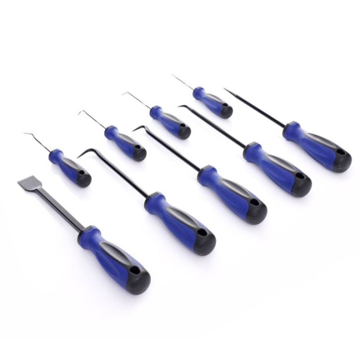 Āķveida skrūvgrieži, āķi O veida gredzenu blīvēm, 9 gab.