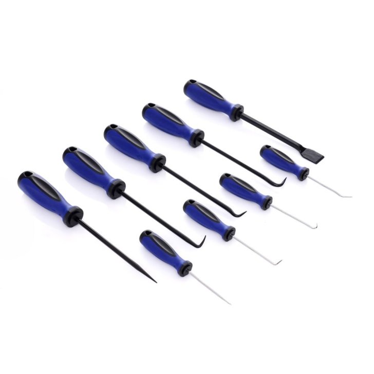 Āķveida skrūvgrieži, āķi O veida gredzenu blīvēm, 9 gab.