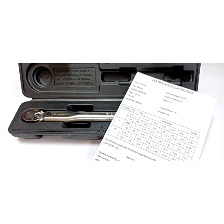 1/4" 5-25 Nm griezes momenta atslēga ar fiksatoru, kalibrēšanas sertifikāts