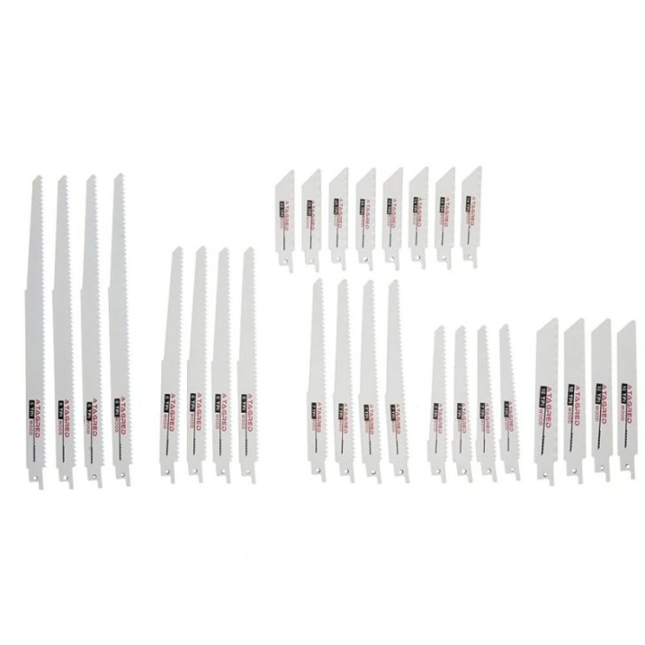 Zāģa asmeņu komplekts, virzuļzāģa asmens, lapsas aste, 28 gab.