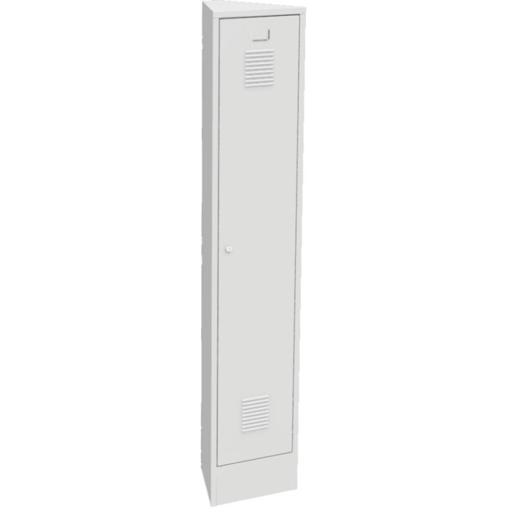 Trīsstūrveida metāla skapis, kas taupa vietu