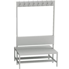 Divpusējs ģērbtuves sols ar pakaramiem