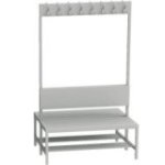 Divpusējs ģērbtuves sols ar pakaramiem