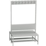 Divpusējs ģērbtuves sols ar pakaramiem