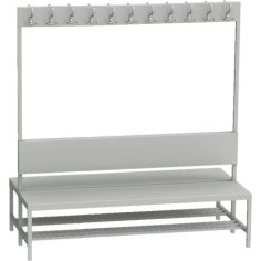 Divpusējs ģērbtuves sols ar pakaramiem