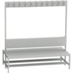 Divpusējs ģērbtuves sols ar pakaramiem