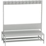 Divpusējs ģērbtuves sols ar pakaramiem