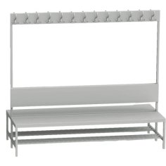 Divpusējs ģērbtuves sols ar pakaramiem