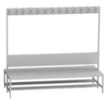 Divpusējs ģērbtuves sols ar pakaramiem